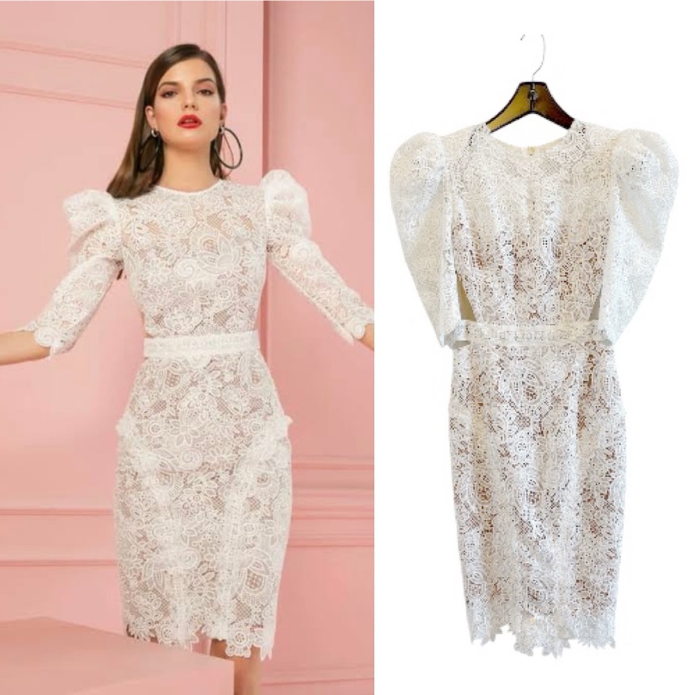 BRONX AND BANCO Madeleine Lace Dress Size XS US 2 Bridal White Knee Length Bride